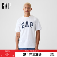 Gap 男女装春季款纯棉字母印花logo短袖T恤上衣美版797924 白色 L 美码 XL亚洲码185/104A