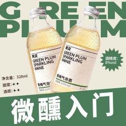 蕉贝 荔枝青梅酒328ml低度酒微醺气泡果酒梅子酒