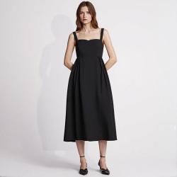 ZARA 纯色系 女士极简小黑裙 宽松遮肉吊带连衣裙