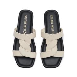 STUART WEITZMAN IBIZA SLIDE香草卡仕达/黑牛皮凉鞋