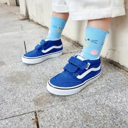 VANS 童鞋官方 Brooklyn Mid V蓝色魔术贴中大童板鞋