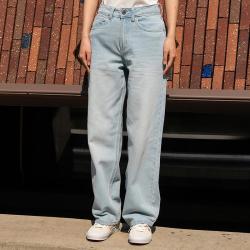 VANS 官方女子纯棉梭织长裤浅蓝色运动休闲