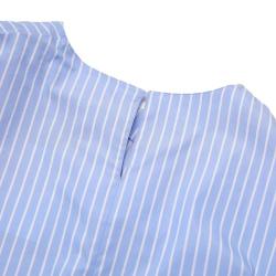 ZARA 女式经典蓝白细条纹圆领宽松后扣设计清爽休闲百搭衬衫