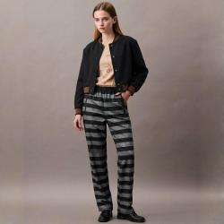 EMPORIO ARMANI 女式条纹闪片宽松显瘦直筒长裤