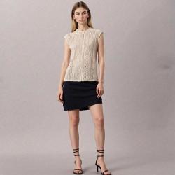 ZARA 宽松麻花柔软舒适圆领缕空针织上衣背心马甲女