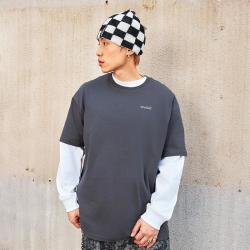 VANS 官方男女情侣纯棉短袖T恤灰黑色简约舒适刺绣LOG