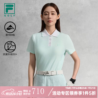 FILA 官方女子针织短袖POLO衫高尔夫运动防晒上衣-五折 云淡蓝-LB L L 170/88A