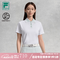 FILA 官方女子针织短袖POLO衫高尔夫运动防晒上衣-五折 玉石白-WT XL XL 175/92A