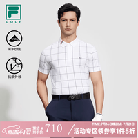 FILA 官方男子针织短袖POLO衫防晒高尔夫运动上衣-五折 玉石白-WT L