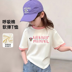 迪士尼 童装儿童短袖女童T恤夏装2026新款中大童半袖上衣宝宝衣服t恤衫