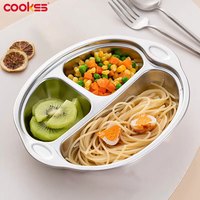 COOKSS 宝宝餐盘婴儿辅食碗304不锈钢儿童餐具分格学吃饭饭盒