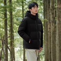 坦博尔 男士短款连帽防风廓形羽绒服 黑色 XL(180)