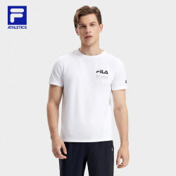 FILA 男子短袖T恤夏基础简约圆领运动针织短袖衫 玉石白-WT 175/96A/L