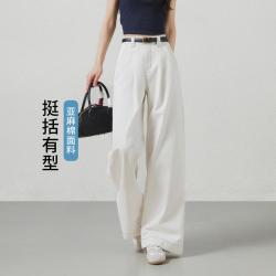 ESE-Y 女士亚麻牛仔裤 26春复古压褶阔腿拖地