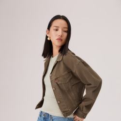 Levi's 【拉高腰线】100%棉美式复古 工装风牛仔廓形短夹克外套 A9155-0027