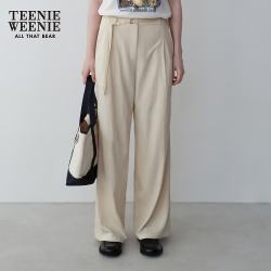 TEENIE WEENIE 小熊春季简约时尚高腰宽松直筒裤轻薄赠腰带休闲裤女 乳白色 M (165)