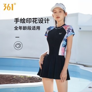 361° 女士连体平角泳衣 黑色 M码