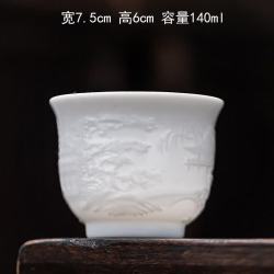 棠门 羊脂玉冰种滕王阁序茶杯