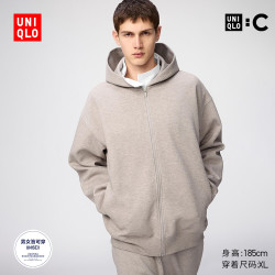 优衣库 宽松连帽拉链运动开衫/长袖优衣库男装女装合作款/外套卫衣486300