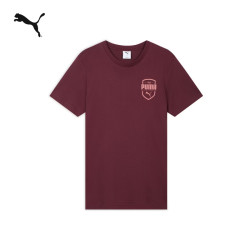 PUMA 纯棉复古酒红色运动短袖T恤男女新款夏季上衣 696671 酒红色-96 S (170/92A)