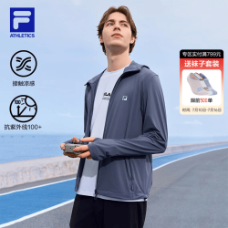 FILA UPF100+斐乐官方男装针织长袖外套2026夏新款健身运动凉感防晒衣 黛烟蓝-DB L 175/96A/L