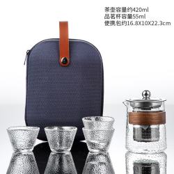 棠门 高硼硅玻璃快客杯旅行茶具