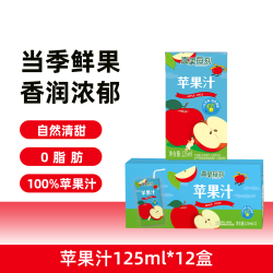 真果 每刻纯苹果汁100%0脂肪健康清爽解腻小青柠饮品125mlX20盒装