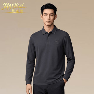 Maxheal 纯棉 深灰 XL 长袖Polo衫