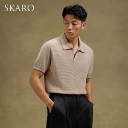 SKARO SKP1281 亚麻混纺 麻杏色 S 男士POLO衫
