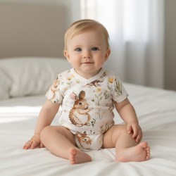 小猪大卫 PECODAVID夏新生婴儿A类纯棉包屁衣男女宝宝短袖对开哈衣爬爬服