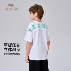 英氏 晚八点五折 100%纯棉液氨短袖 圆领中大童宽松半袖T恤 3色任选