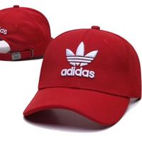 adidas 百搭帽子潮流街头风透气多色运动风遮阳经典棒球帽时尚简约男女帽 红色三叶白标