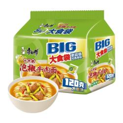 康师傅 方便面 大食袋泡椒牛肉面五连包147g*5 泡面袋装速食 方便食品