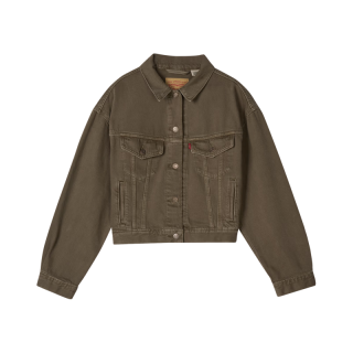 Levi's 美式复古工装风牛仔短夹克 深咖色 M