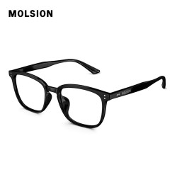 MOLSION 黑框方型近视镜  MJ5135B10亮黑 框+陌森防蓝光1.60片(400度内)