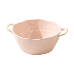 CERAMICS 双耳汤碗 陶瓷 9.5英寸 粉色