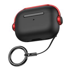 尚苏 AirPods Pro2保护套 防摔锁扣支架 黑红色 软壳