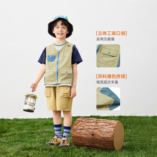 巴布豆 三防轻量多袋工装马甲 南瓜橘 110cm