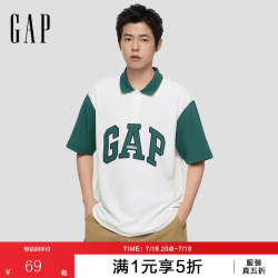 Gap 男装2026春季新款珠地网眼撞色logo宽松短袖POLO衫上衣868215