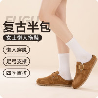 名创优品 复古半包头懒人勃肯鞋女
