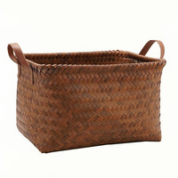 简约美式高级藤编手工编织脏衣篮 大号 38*26*24cm