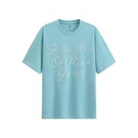 Gap 891521 纯棉字母刺绣 水蓝色 M码 男士T恤