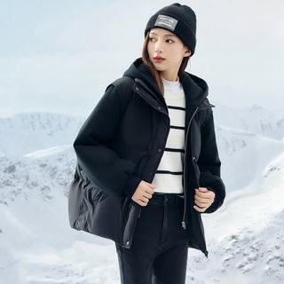 雪中飞 女士连帽防风保暖羽绒服 黑色 M(165)
