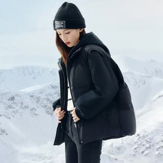 雪中飞 女士连帽防风保暖羽绒服 黑色 M(165)