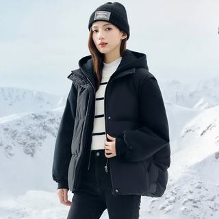 雪中飞 女士连帽防风保暖羽绒服 黑色 M(165)