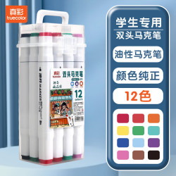 真彩 双头油性速干马克笔 12色 水彩笔