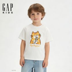 Gap 男女幼童小童2026夏新款纯棉胶印宽松短袖T恤上衣儿童装893677