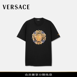 VERSACE 男士T恤 Design by Wang Yuchen 1B000-黑色 L