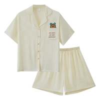 Miiow/猫人 仿真丝短袖家居服套装 女士 L