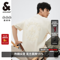 杰克琼斯 杰克·琼斯(JACK&JONES)25年男装春夏季重磅棉宽松复古哥特字母发泡印短袖T恤男小众 乳白色A05 常规 M